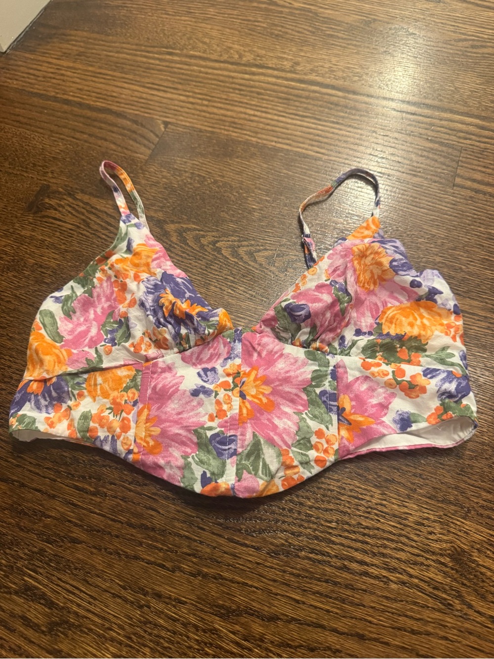 Princess Polly Floral Wireless Bralette in Pink, Orange & Purple